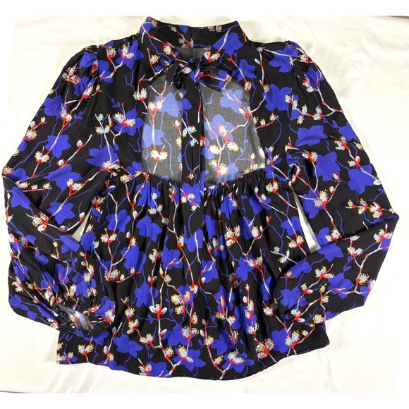 Ted Baker Ooma Floral Top US 10 Open Back Tie Neck Going Out Preppy Contemporary - Picture 5 of 7